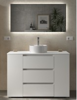 Conjunto sobre encimera 6 cajones + 2 puertas con patas blanco