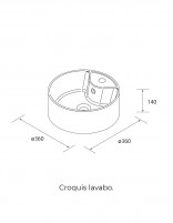 Conjunto sobre encimera 6 cajones + 2 puertas con patas croquis lavabo