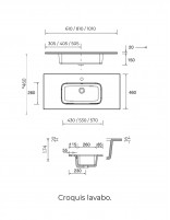 Conjunto 3 cajones + tiradores y patas negras croquis lavabo
