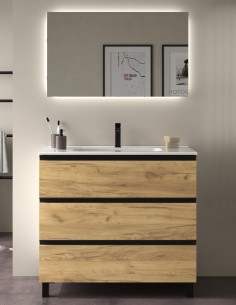 Conjunto 3 cajones + tiradores y patas negras Bequia Metal de Salgar