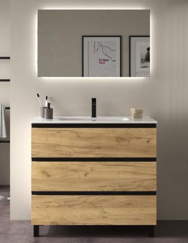 Conjunto 3 cajones + tiradores y patas negras Bequia Metal de Salgar