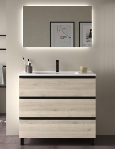 Conjunto 3 cajones + tiradores y patas negras Bequia Metal de Salgar 2