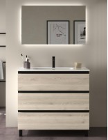 Conjunto 3 cajones + tiradores y patas negras natural