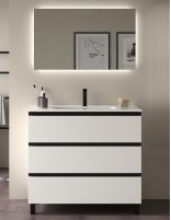 Conjunto 3 cajones + tiradores y patas negras blanco