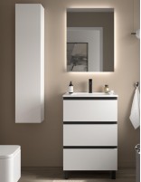 Conjunto 3 cajones + tiradores y patas negras 60 blanco