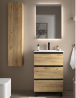 Conjunto 3 cajones + tiradores y patas negras roble 60