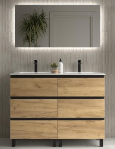 Conjunto baño 120 + patas y tiradores negros Bequia Metal de Salgar