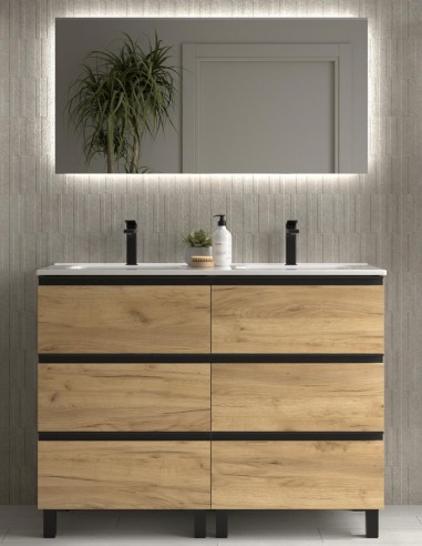 Conjunto baño 120 + patas y tiradores negros Bequia Metal de Salgar