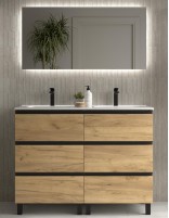 Conjunto baño 120 + patas y tiradores negros Bequia Metal de Salgar