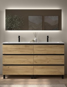 Conjunto baño 160 + patas y tiradores negros Bequia Metal de Salgar