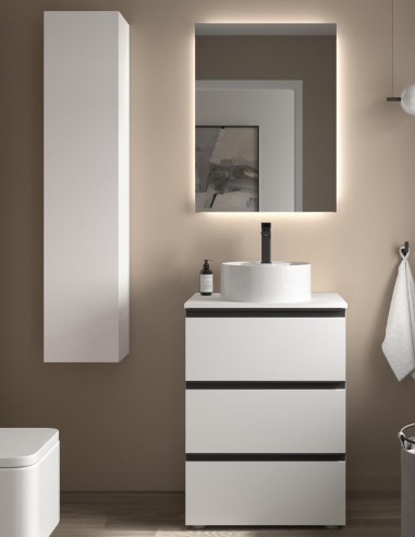 Conjunto baño 3 cajones sobre encimera 60 blanco