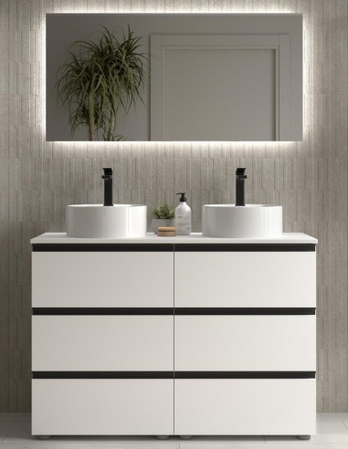 Conjunto baño 120 sobre encimera blanco
