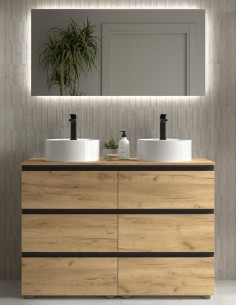 Conjunto baño 120 sobre encimera + tiradores negros Bequia Metal de Salgar