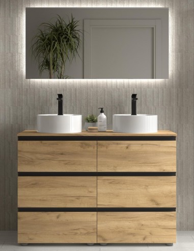 Conjunto baño 120 sobre encimera + tiradores negros Bequia Metal de Salgar