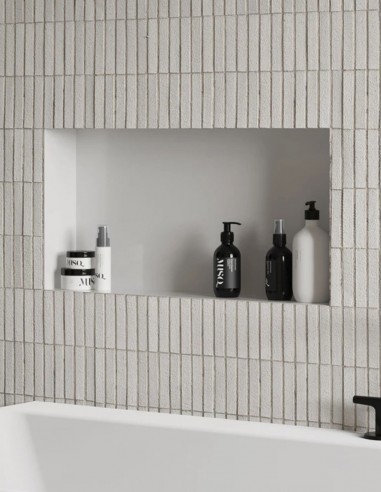 Detalle Hornacina para baño rectangular blanco MANILLONS