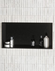 Detalle Hornacina para baño rectangular negro MANILLONS