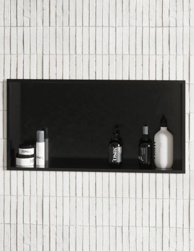 Detalle Hornacina para baño rectangular negro MANILLONS