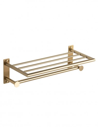 Toallero repisa con perchas dorado cepillado
