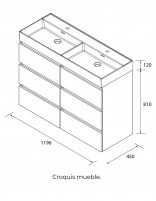 Conjunto baño de 120 cm croquis