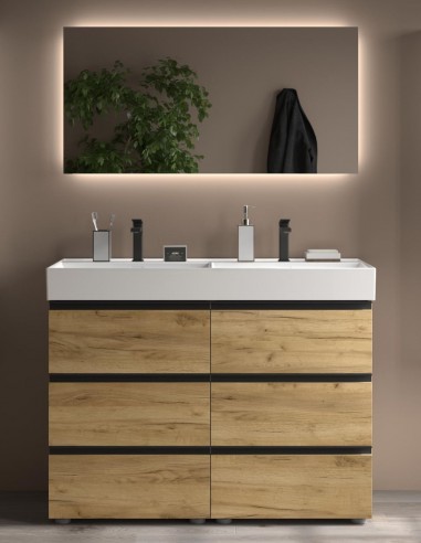 Conjunto baño de 120 - detalles negros Bequia Metal Veneto de Salgar