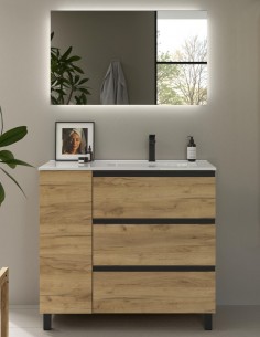 Conjunto baño 3 cajones + 1 puerta detalles negros Bequia Metal de Salgar