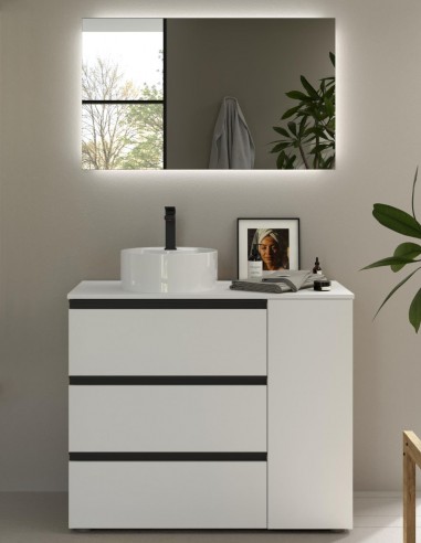Conjunto baño encimera 3 cajones + 1 puerta blanco
