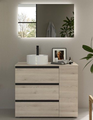 Conjunto baño encimera 3 cajones + 1 puerta natural