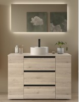 Conjunto sobre encimera 2 puertas + 3 cajones natural