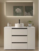 Conjunto sobre encimera 2 puertas + 3 cajones blanco mate