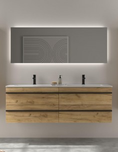 Mueble baño 160 suspendido modelo BORN con tiradores negros de Salgar