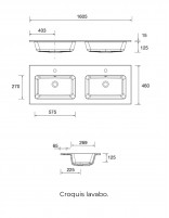 Conjunto baño 160 suspendido croquis lavabo