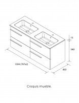 Conjunto baño 160 suspendido croquis