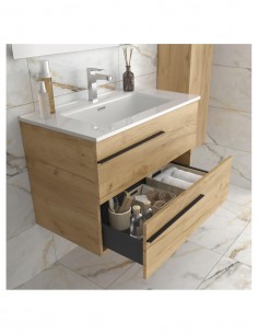 Conjunto baño 160 suspendido - YARA con tiradores negros de Salgar 2