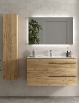 Conjunto baño con lavabo suspendido modelo YARA con tiradores negros de Salgar