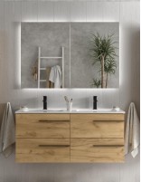 Conjunto baño 120 suspendido modelo YARA con tiradores negros de Salgar