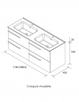Conjunto baño 120 suspendido croquis