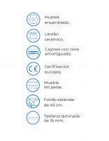 Conjunto para baño suspendido datos