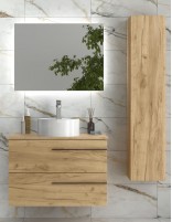 Conjunto para baño suspendido - YARA con lavabo sobre encimera y tiradores negros de Salgar