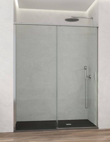 Mampara de ducha fija y corredera freno amortiguado