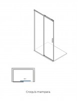 Croquis apertura Mampara de ducha fija y corredera freno amortiguado negra