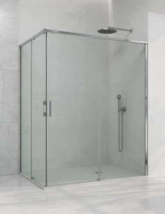 Mampara angular 2 fijos y 2 correderas cromo