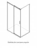 Croquis Mampara angular 1 fijos y 2 correderas negro