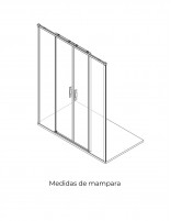 Croquis Mampara de ducha 2 fijas y 2 correderas freno amortiguado negro