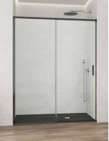 Mampara de ducha fija y corredera freno amortiguado negra