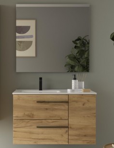 Conjunto baño 1 puerta + 2 cajones modelo YARA con tiradores negros de Salgar