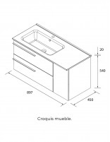 Conjunto baño 1 puerta + 2 cajones croquis derecha