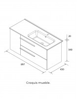 Conjunto baño 1 puerta + 2 cajones croquis izquierda