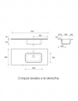 Conjunto baño 1 puerta + 2 cajones croquis lavabo derecha