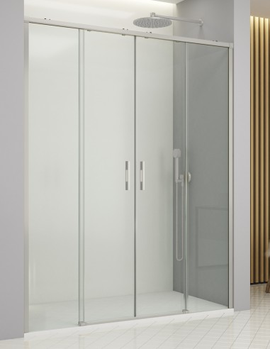 Mampara de ducha 2 fijas y 2 correderas freno amortiguado cromo - GALILEI de Bathplus