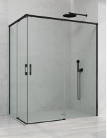 Mampara angular 2 fijos y 2 correderas negro